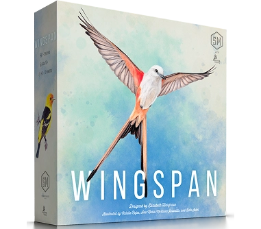 De doos van het bordspel Wingspan met een afbeelding van een vogel in vlucht